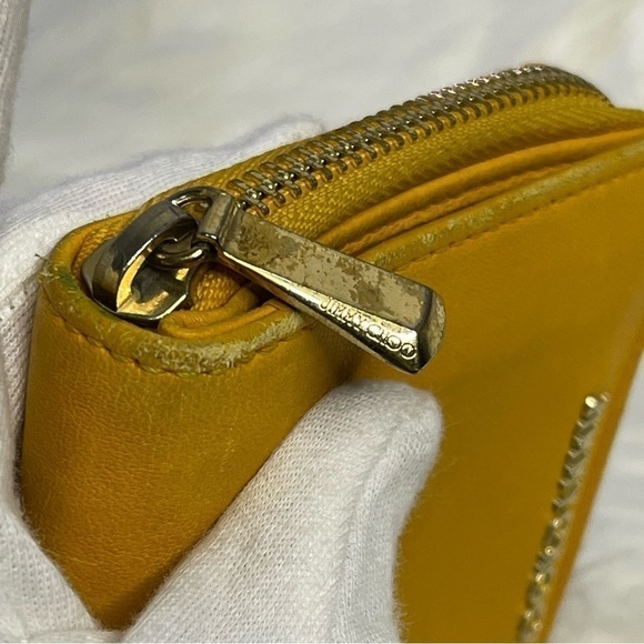 JIMMY CHOO conpact leather zip wallet in mustard - Picture 7 of 17
